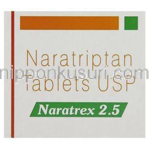 ナラトリプタン （アマージ  ジェネリック）, Naratrex, 2.5mg 錠 (Sun Pharma) 箱