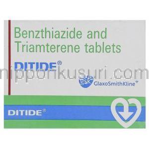 トリアムテレン/ベンズチアジド配合, Ditide, 50  25 mg 錠 (GSK) 箱