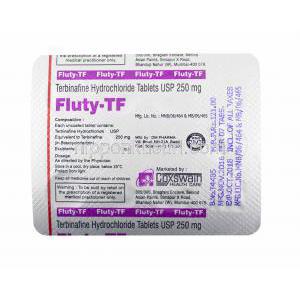 フルーティ TF (テルビナフィン) 錠剤裏面