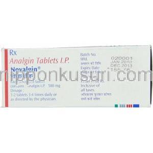 ノバルジン Novalgin Analgin 500 錠  (Aventis) 成分