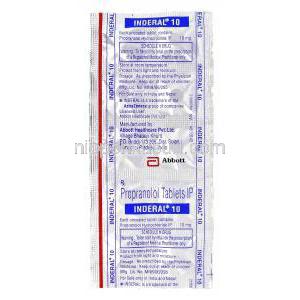 インデラル Inderal,  塩酸プロプラノロール 10mg, 錠,  包装
