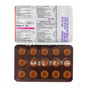 インデラル Inderal,  塩酸プロプラノロール 40mg, 錠