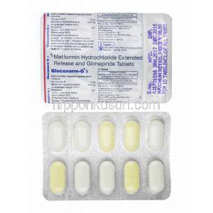 グルコノーム G (グリメピリド/ メトホルミン) 3mg 錠剤