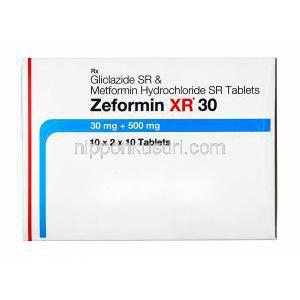 ゼフォルミン XR (グリクラジド/ メトホルミン) 30mg 箱
