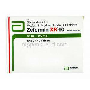 ゼフォルミン XR (グリクラジド/ メトホルミン) 60mg 箱