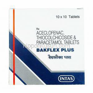 バクフレックス プラス (チオコルチコシド/ アセクロフェナク/ アセトアミノフェン) 箱