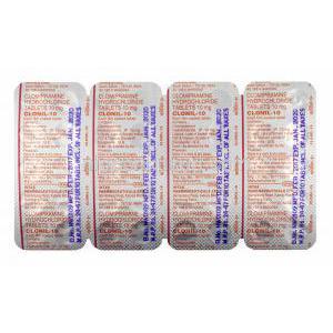 クロニル (クロミプラミン) 10mg 錠剤裏面