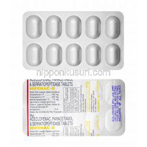 ハイフェナク D (アセクロフェナク/ アセトアミノフェン/ セラチオペプチダーゼ) 錠剤