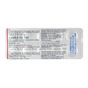 ラメズ OD (ラモトリジン) 100mg 錠剤裏面