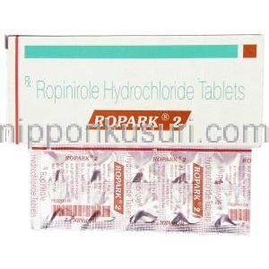 ロピニロール（レキップジェネリック）, Ropark, 2mg 錠 (Sun Pharma) 包装