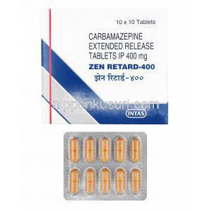 Zen Retard, Carbamazepine 400mg box and tablets