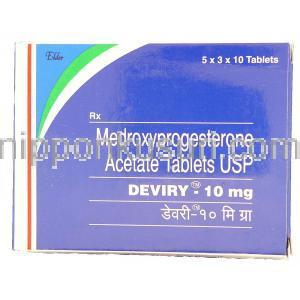 メドロキシプロゲステロン( ヒスロン/プロベラジェネリック), Deviry, 10mg 錠 (Elder) 箱