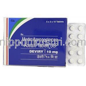 メドロキシプロゲステロン( ヒスロン/プロベラジェネリック), Deviry, 10mg 錠 (Elder) 箱