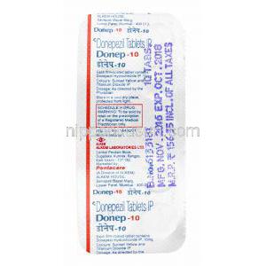 ドネップ (ドネペジル) 5mg 錠剤裏面