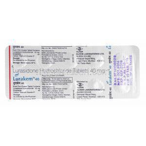 ルラケム (ルラシドン) 40mg 錠剤裏面