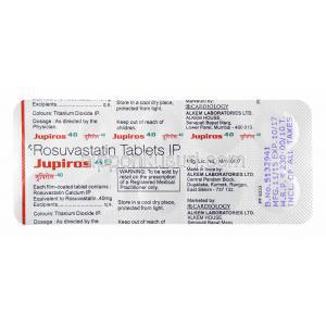 ジュピロス (ロスバスタチン) 40mg 錠剤裏面