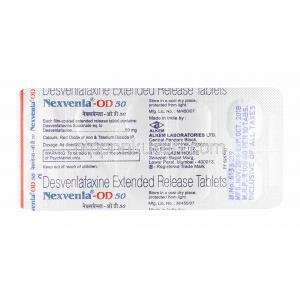 ネックスベンラ OD (デスベンラファキシン) 50mg 錠剤裏面