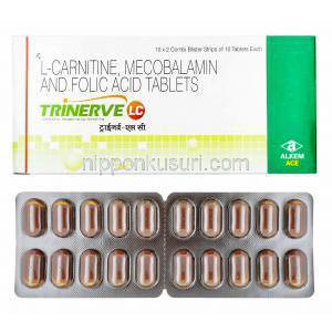 トライナーブ LC (レボカルニチン/ メチルコバラミン/ 葉酸) 箱、錠剤