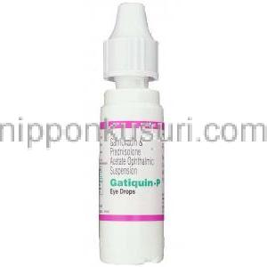 ガチフロキサシン / プレドニゾロン酢酸エステル, Gatiquin-P,  0.3% / 1% 5ML 点眼薬 (Okasa Pharma) ボトル