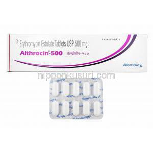 アルスロシン (エリスロマイシン) 500mg 箱、錠剤