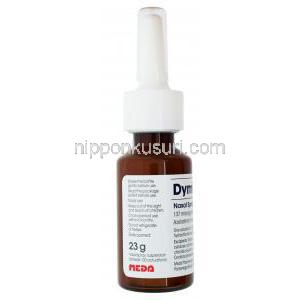 デミスタ鼻スプレー, アゼラスチン137cmg/フルチカゾン50mcg, 23g,ボトル側面