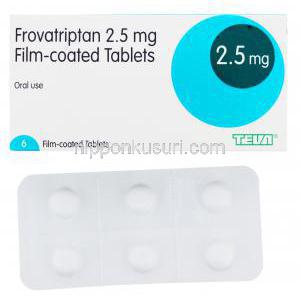 フロバトリプタン 2.5mg 6錠,　製造元：TEVA,箱,シート表面