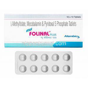 フォリナル プラス (L-メチルフォレート/ メチルコバラミン) 箱、錠剤