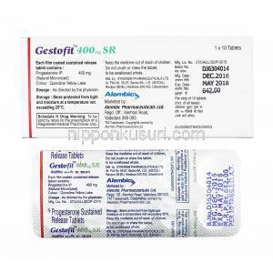 ゲストフィット (プロゲステロン) 400mg 製造元、錠剤裏面