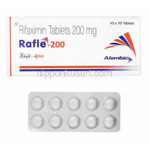 ラフル (リファキシミン) 200mg 箱、錠剤