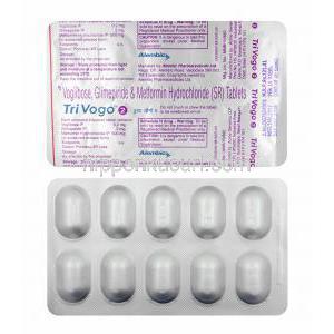トリボゴ (グリメピリド 2mg/ メトホルミン 500mg/ ボグリボース 0.2mg) 錠剤