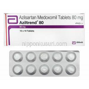 アジルトレンド (アジルサルタン) 80mg 箱、錠剤