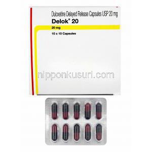 デロック (デュロキセチン) 20mg　箱、カプセル