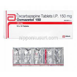 オクスマゼトール (オクスカルバゼピン) 150mg 箱、錠剤