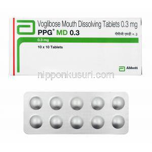 PPG MD (ボグリボース) 0.3mg 箱、錠剤