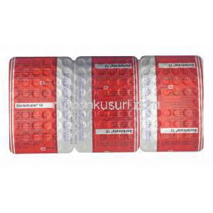 ソルビトレート,  硝酸イソソルビド 10 mg  錠剤裏面