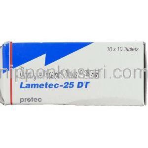 ラメテック-25 DT Lametec-25 DT, ラミクタールジェネリック, ラモトリジン 25mg 錠 (Protec/Cipla) 箱