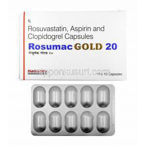ロスマック ゴールド (アスピリン/ ロスバスタチン/ クロピドグレル) 20mg 箱、カプセル