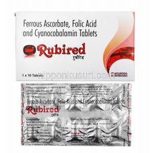 ルビーレッド (鉄/ 葉酸/ シアノコバラミン) 箱、錠剤
