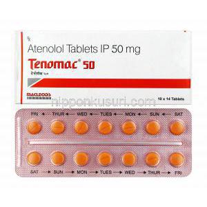 テノマック (アテノロール) 50mg 箱、錠剤