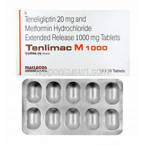 テンリマック M (メトホルミン/ テネリグリプチン) 1000mg 箱、錠剤