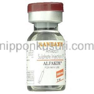 アミカシン（ビクリン ジェネリック）, Alfakim, 500mg 2ml 注射 (Ranbaxy) ボトル