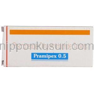 プラミペックス Pramipex, ビ・シフロールジェネリック, プラミペキソール 0.5mg 錠 (Sun Pharma) 箱