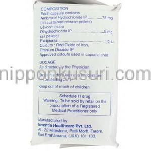 レボセチリジン 5mg ＋アンブロキソール,1ALAX, 75mg S.Rカプセル  (FDC) 成分