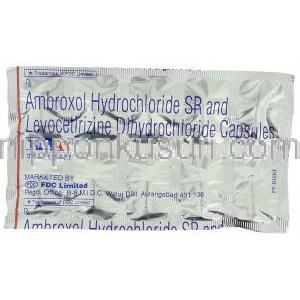 レボセチリジン 5mg ＋アンブロキソール,1ALAX, 75mg S.Rカプセル  (FDC) 包装