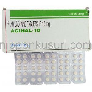 アジナル Aginal, アムロジン,・ノルバスクジェネリック アムロジピン 10mg (Alembic)