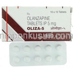オランザピン(ジプレキサザイディス/ジプレキサジェネリック), Oliza, 5mg 錠 (Intas)