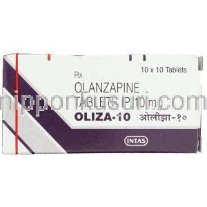 オランザピン(ジプレキサザイディス/ジプレキサジェネリック), Oliza, 10mg 錠 (Intas) 箱