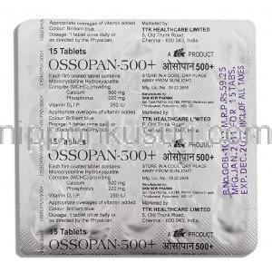 ビタミンD3, Ossopan, 500mg 錠 (T.T.K PHARMA)