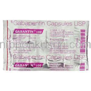 ガバンチン Gabantin, ガバペンチン 100mg カプセル (Sun Pharma) カプセル