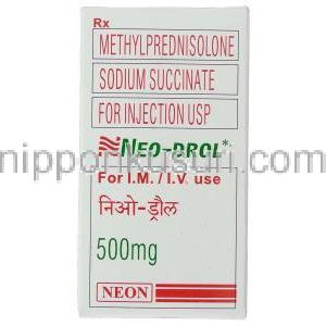 メチルプレドニゾロン（ソル・メドロール静注用ジェネリック）,Neo-Drol, 500mg 注射 (Neon) 箱